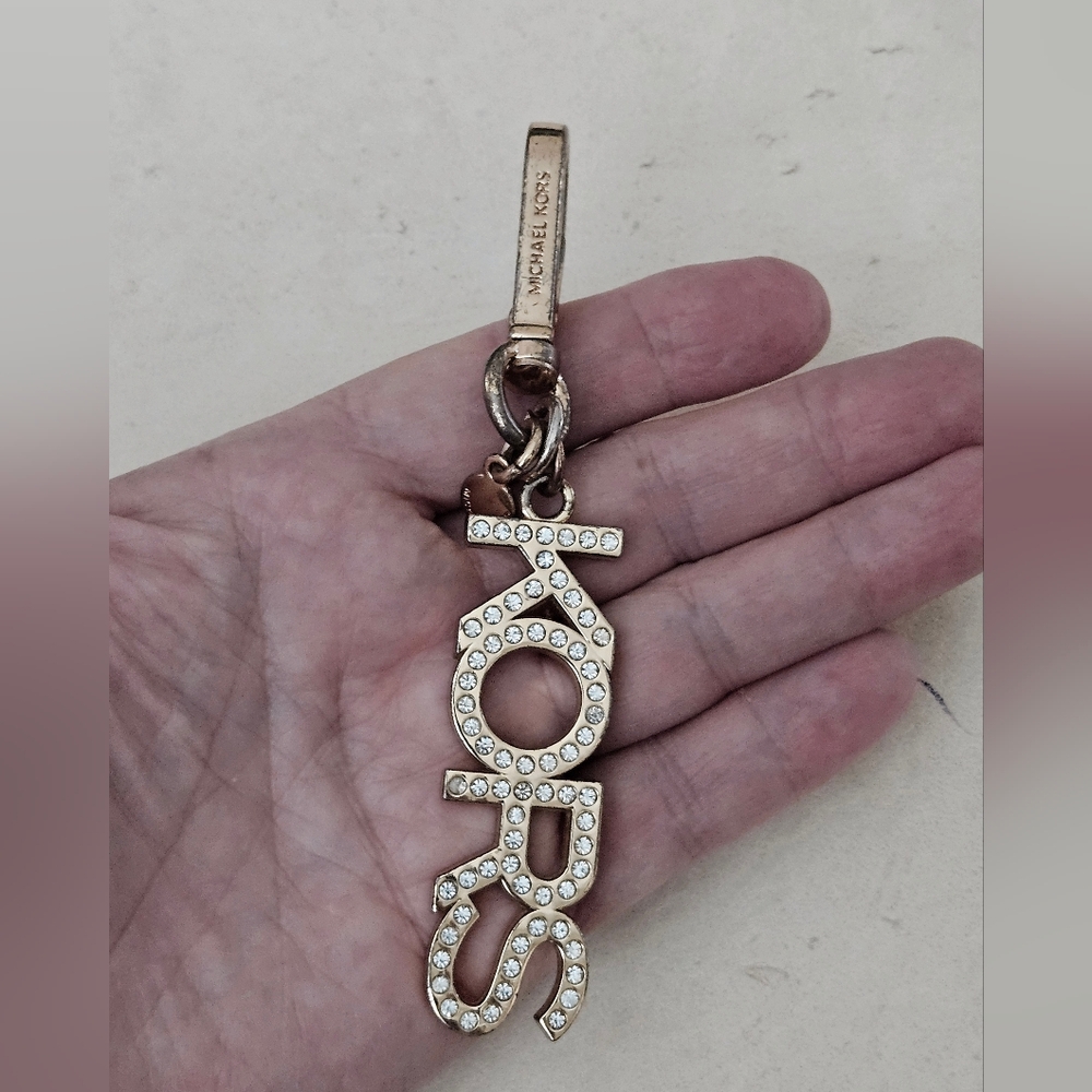 Michael Kors Gold Pave Crystal KORS Logo Bag Charm/Keychain 4"L - Picture 8 of 8